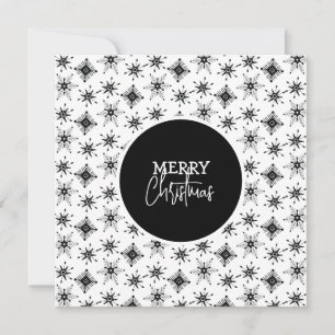 Merry Christmas Script Black Snowflakes Card