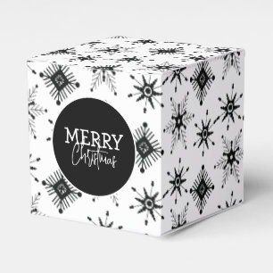 Merry Christmas Script Black Snowflakes   Favour Box