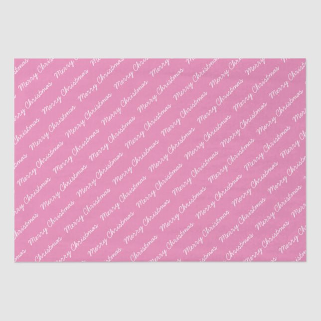 Merry Christmas Script Bright Pink Tissue Paper (Front)