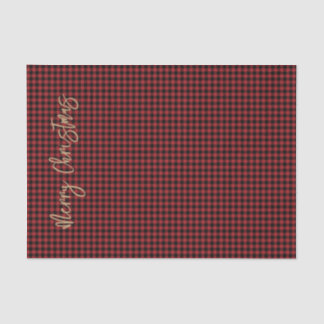 Merry Christmas Script Buffalo Plaid Red Black Tissue Paper