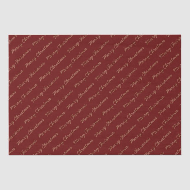 Merry Christmas Script Burgundy and Gold  Tissue Paper (Front)