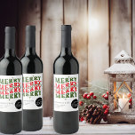 Merry Christmas Script Business Logo Gift Wine Label<br><div class="desc">Wish you customers, clients and associates a very Merry Christmas with this festive Christmas red and green fun repeat script design. Add your logo and a custom message to personalise. Ideal for corporate and company gifting. Please feel free to message me for any design tweaks. Please browse my store for...</div>