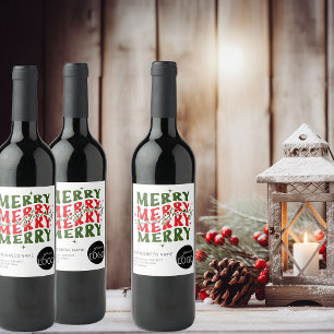 Merry Christmas Script Business Logo Gift Wine Label