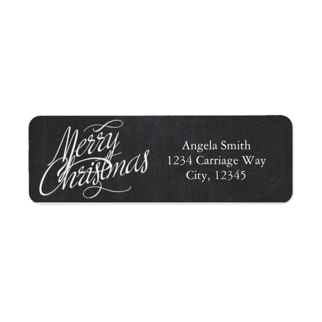 MERRY CHRISTMAS Script Chalkboard Address Labels (Front)