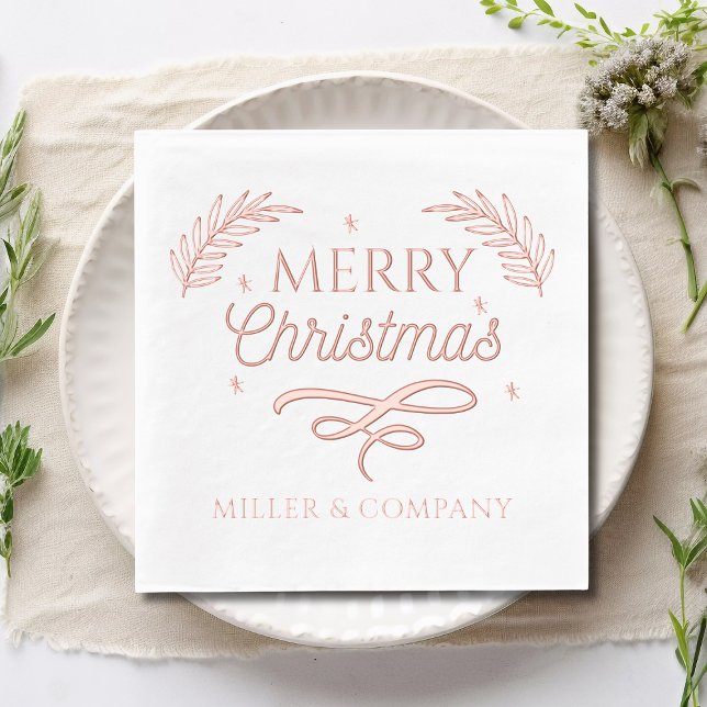 Merry Christmas Script Corporate Personalised Name Foil Napkins (Creator Uploaded)