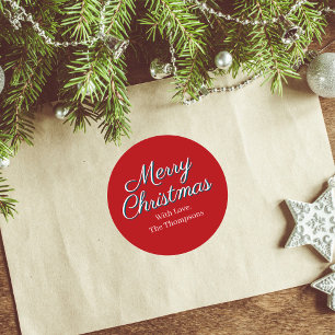 Merry Christmas Script Custom  Classic Round Sticker