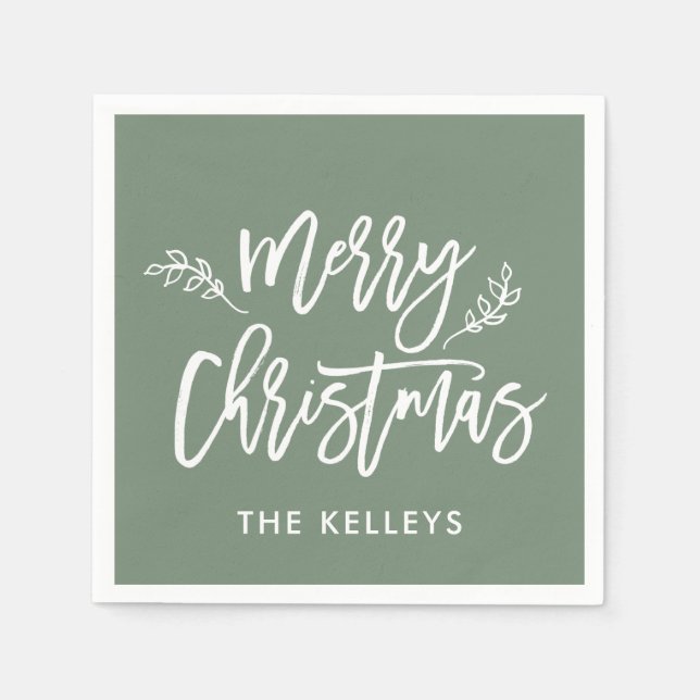 Merry Christmas Script Custom Color Personalized Napkin (Front)