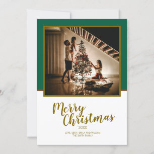 Merry Christmas Script Custom White Wood Holiday Card