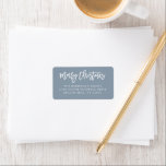 Merry Christmas Script Dusty Blue Address Label<br><div class="desc">Hand lettered Merry Christmas script,  holiday address labels. Features,  white lettering on chic dusty blue colour background.</div>