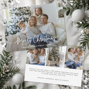 Merry Christmas Script Elegant Photo  Holiday Card