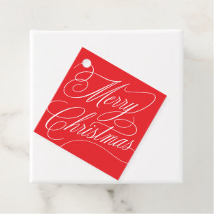 Merry Christmas script elegant red gift tag