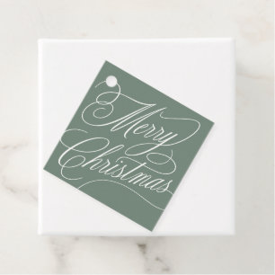 Merry Christmas script elegant sage green gift tag