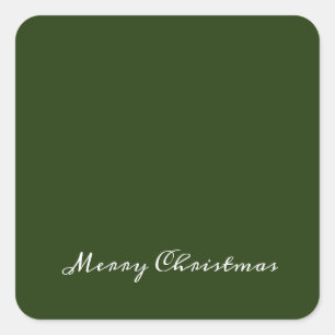 Merry Christmas Script Envelope Gift Wrap Red Square Sticker
