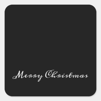 Merry Christmas Script Envelope or Gift Wrap Black Square Sticker