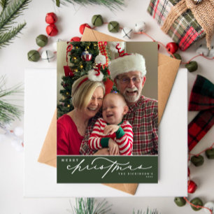 Merry Christmas Script Family Christmas Card