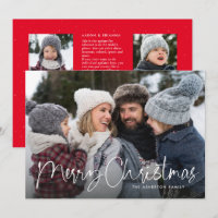 Merry Christmas script family newsletter red