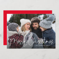 Merry Christmas script family newsletter red