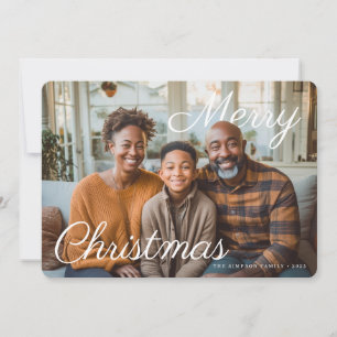 Merry Christmas Script Family Photo Holiday Card