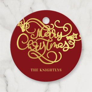 Merry Christmas Script Faux Gold Your Colour Favour Tags