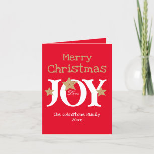 Merry Christmas Script Folded Red Holiday Card