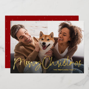 Merry Christmas script fun simple one photo red