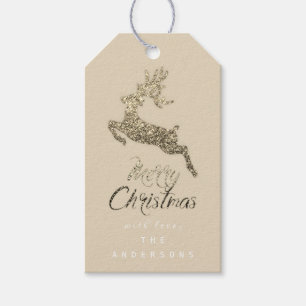 Merry Christmas Script Gift To Ivory Sepia Gold Tags