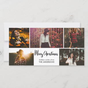 Merry Christmas Script Holiday Five Photo Collage