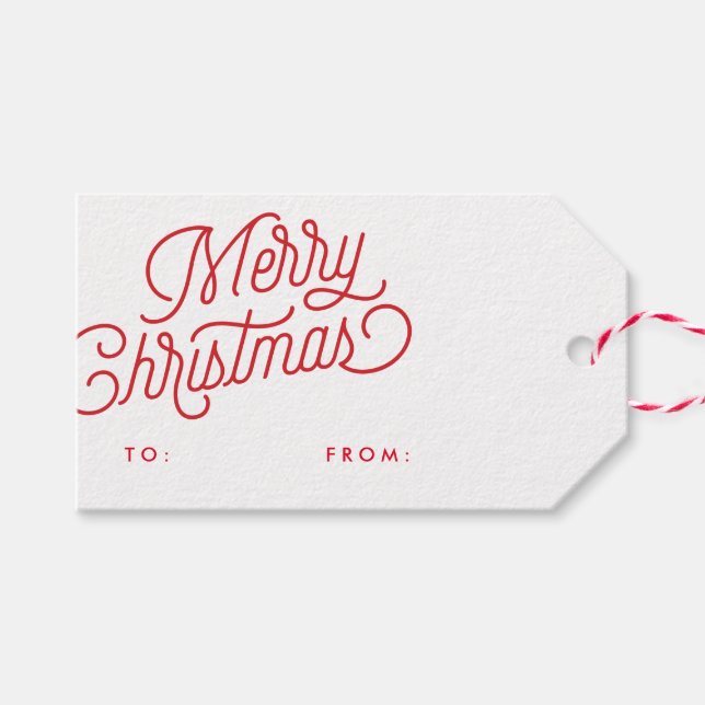 Merry Christmas Script Holiday Gift Tag (Front (Horizontal))