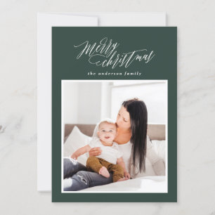 Merry Christmas script holiday one photo card