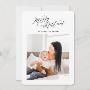 Merry Christmas script holiday photo card