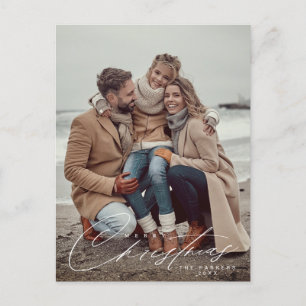 Merry Christmas script Holiday photo card