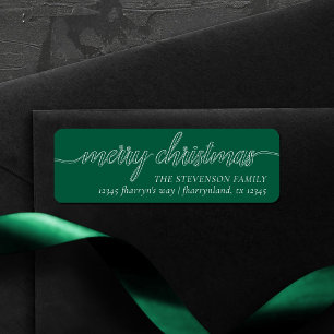 Merry Christmas Script   Modern Green Address