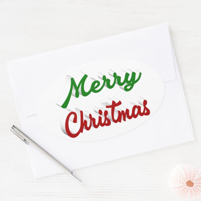 Merry Christmas script Oval Sticker (Envelope)