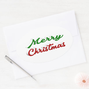 Merry Christmas script Oval Sticker