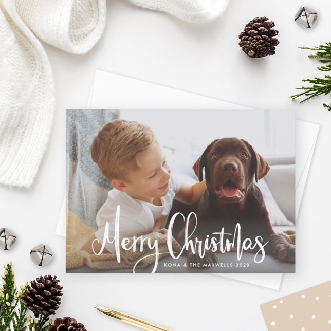 Merry Christmas Script Overlay Photo Holiday Card (Creator Uploaded)
