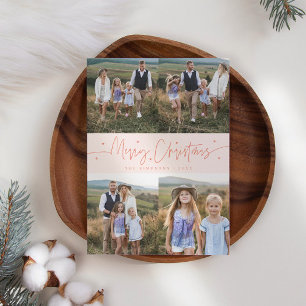 Merry Christmas Script Peach Multi Photo Holiday Card