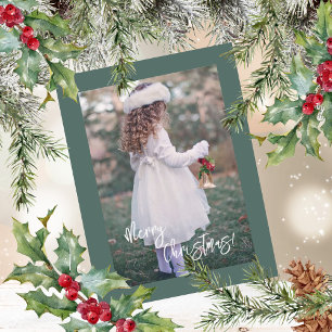 Merry Christmas Script Photo Christmas Holiday Card