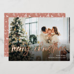 Merry Christmas Script Photo Foil Holiday Card<br><div class="desc">Merry Christmas.</div>