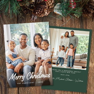 Merry Christmas Script Photo Holiday Card