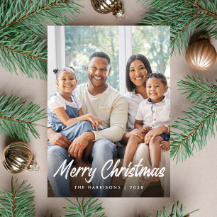 Merry Christmas Script Photo Holiday Card