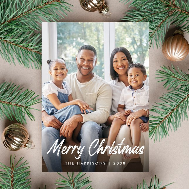 Merry Christmas Script Photo Holiday Card (Merry Christmas Script Photo Holiday Card)