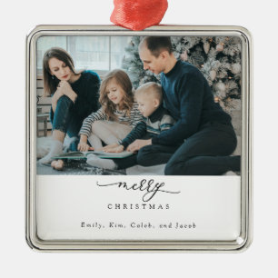 Merry Christmas Script Photo Modern Chic Minimal Metal Tree Decoration