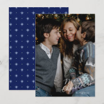 Merry Christmas Script Photo Navy Twinkle