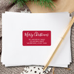 Merry Christmas Script Red Return Address Label<br><div class="desc">This "Merry Christmas" red return address label features white stylish script typography and is easily customisable.</div>