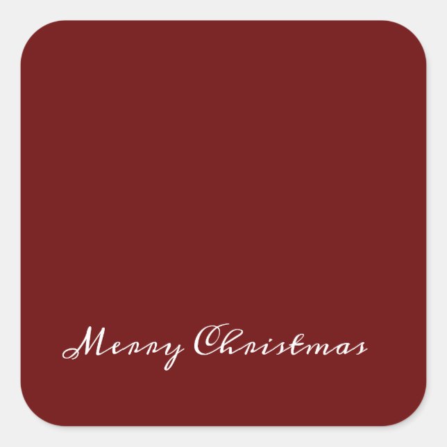 Merry Christmas Script Red Simple Modern Square Sticker (Front)