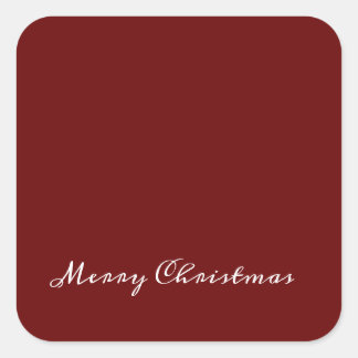 Merry Christmas Script Red Simple Modern Square Sticker