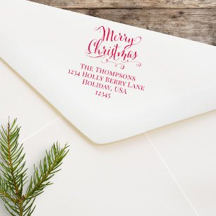 Merry Christmas Script Return Address Custom Self-inking Stamp