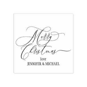 Merry Christmas Script Simple Love Name Rubber Stamp