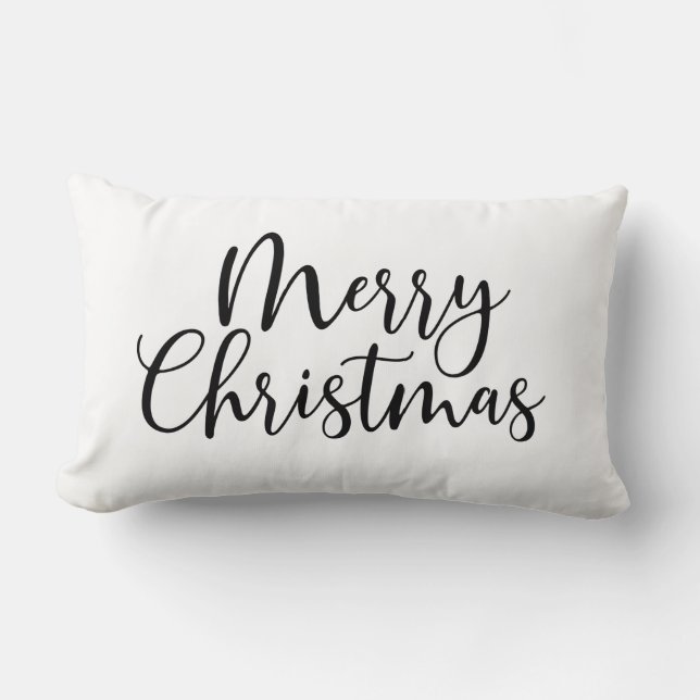Merry Christmas Script Stylish Lumbar Cushion (Front)