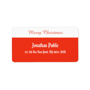 Merry Christmas Script Template Red White Address Label